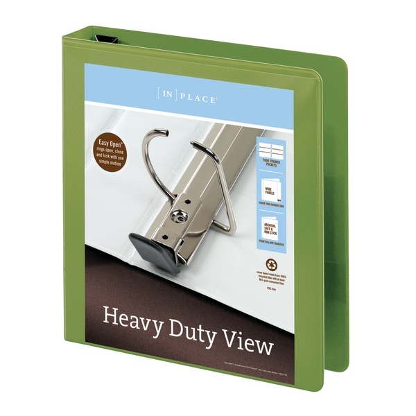 slide 2 of 5, Office Depot [In]Place Heavy-Duty View 3-Ring Binder, 1 1/2'' D-Rings, Army Green, 1 ct