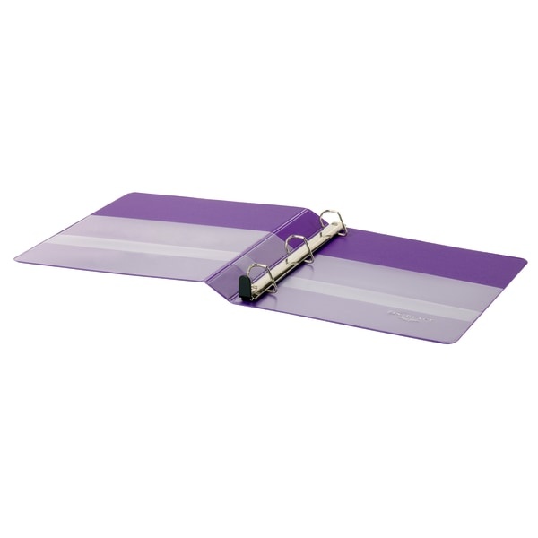 slide 3 of 5, Office Depot Heavy-Duty View 3-Ring Binder, 1'' D-Rings, 49% Recycled, Purple, 1 in