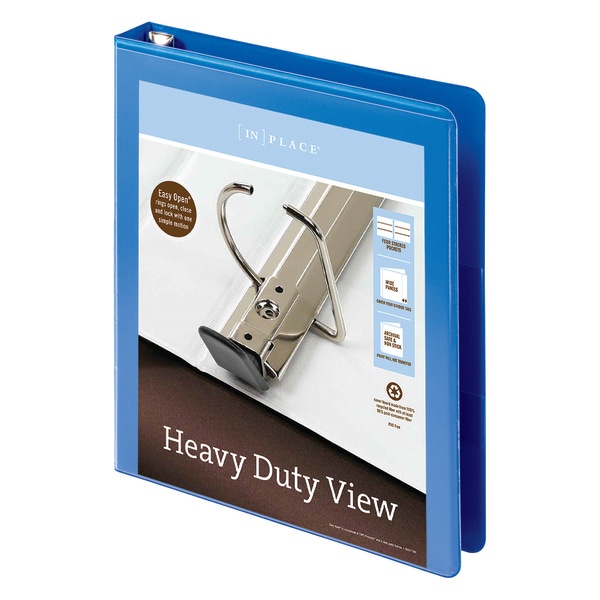 slide 2 of 5, Office Depot Brand Heavy-Duty View 3-Ring Binder, 1'' D-Rings, Blue, 1 in