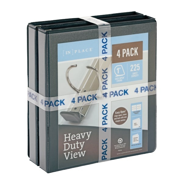 slide 7 of 7, Office Depot Brand Heavy-Duty View 3-Ring Binder, 1'' D-Rings, Black, Pack Of 4, 4 ct