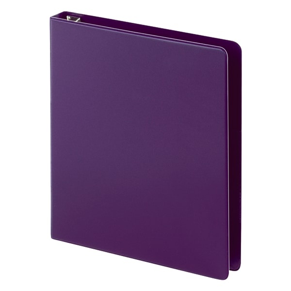 slide 4 of 5, Office Depot Heavy-Duty Easy-Open 3-Ring Binder, 1'' D-Rings, 49% Recycled, Purple, 1 in