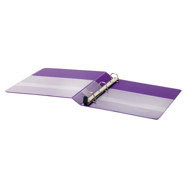 slide 3 of 5, Office Depot Heavy-Duty Easy-Open 3-Ring Binder, 1'' D-Rings, 49% Recycled, Purple, 1 in