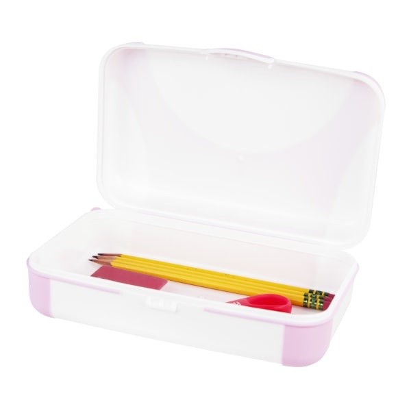 slide 4 of 7, Office Depot Brand Overmolded Web Pencil Box, 2-3/4''H X 5-1/4''W X 8''D, Pink/White, 1 ct