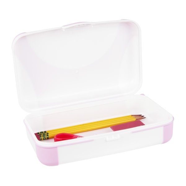 slide 2 of 7, Office Depot Brand Overmolded Web Pencil Box, 2-3/4''H X 5-1/4''W X 8''D, Pink/White, 1 ct