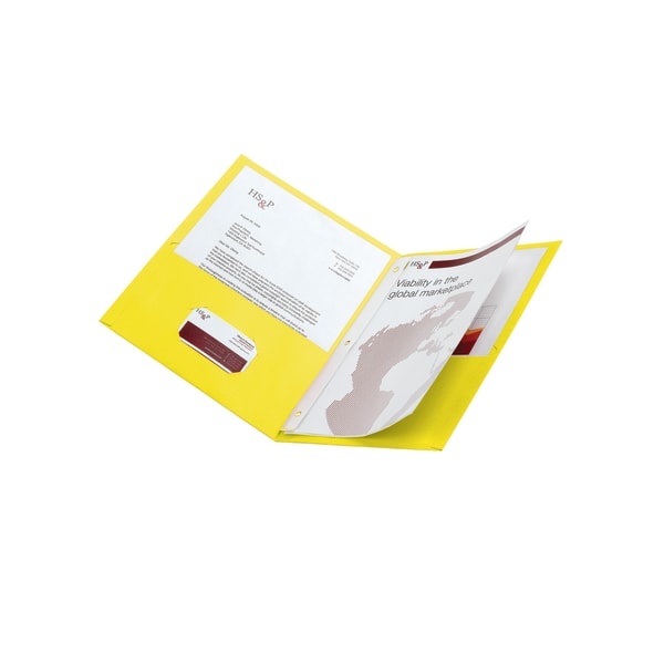 slide 2 of 2, Office Depot Brand 2-Pocket Paper Folder With Prongs, Letter Size, Yellow, 1 ct