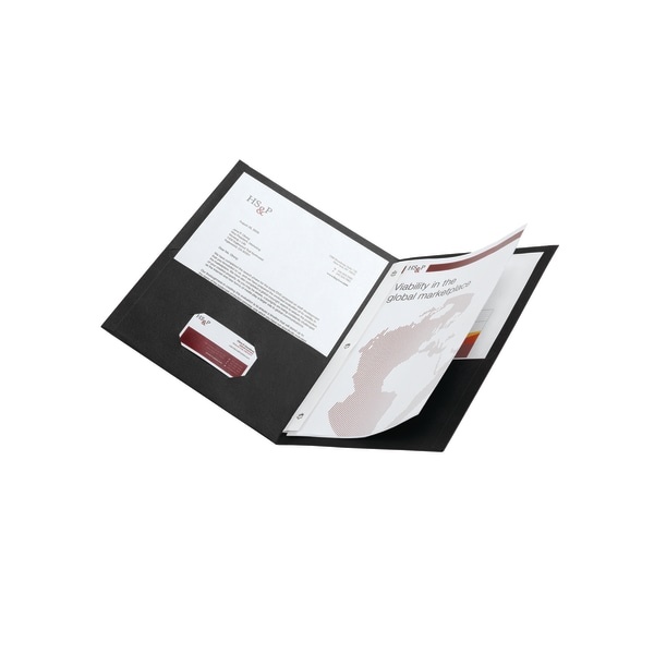 slide 2 of 2, Office Depot Brand 2-Pocket Paper Folder With Prongs, Letter Size, Black, 1 ct