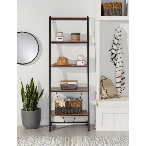 slide 10 of 10, Realspace Belling 73''H Leaning 5-Shelf Bookcase, Modern Oak, 1 ct