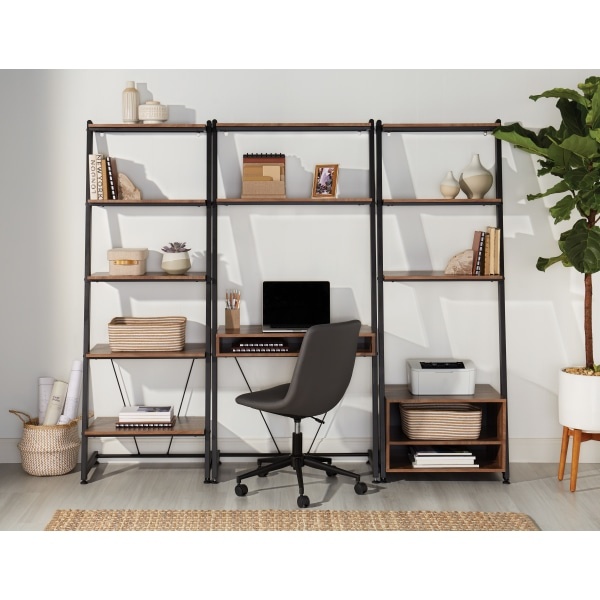 slide 2 of 10, Realspace Belling 73''H Leaning 5-Shelf Bookcase, Modern Oak, 1 ct