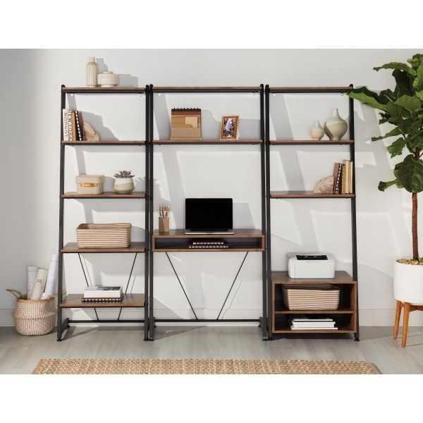 slide 4 of 10, Realspace Belling 73''H Leaning 5-Shelf Bookcase, Modern Oak, 1 ct