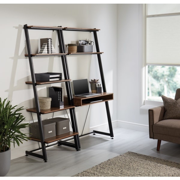 slide 3 of 10, Realspace Belling 73''H Leaning 5-Shelf Bookcase, Modern Oak, 1 ct