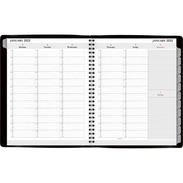 slide 2 of 3, Office Depot Brand Weekly/Monthly Appointment Book, 7'' X 8-3/4'', Black, January To December 2022, Od711600, 7 in