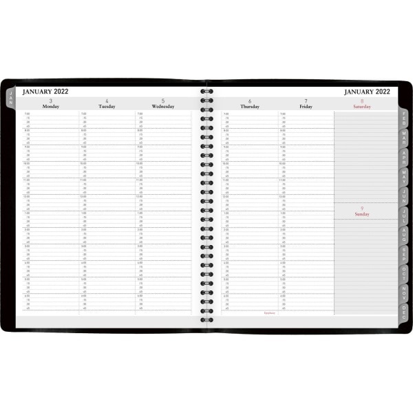 slide 3 of 3, Office Depot Brand Weekly/Monthly Appointment Book, 7'' X 8-3/4'', Black, January To December 2022, Od711600, 7 in