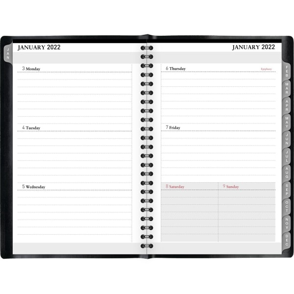 slide 2 of 3, Office Depot Brand Weekly/Monthly Planner, 5'' X 8'', Black, January To December 2022, Od711400, 5 in