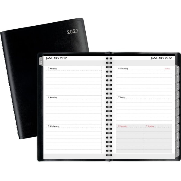 slide 3 of 3, Office Depot Brand Weekly/Monthly Planner, 5'' X 8'', Black, January To December 2022, Od711400, 5 in