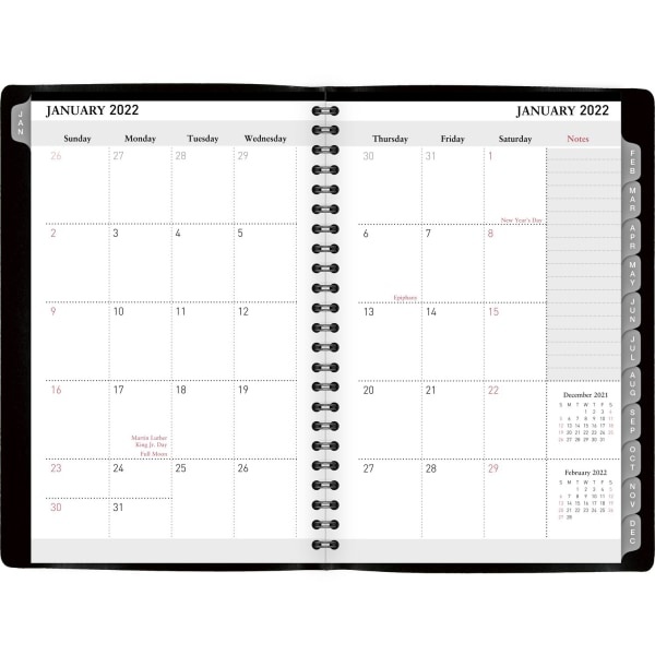 slide 2 of 4, Office Depot Brand Weekly/Monthly Appointment Book, 5'' X 8'', Black, January To December 2022, Od711300, 5 in