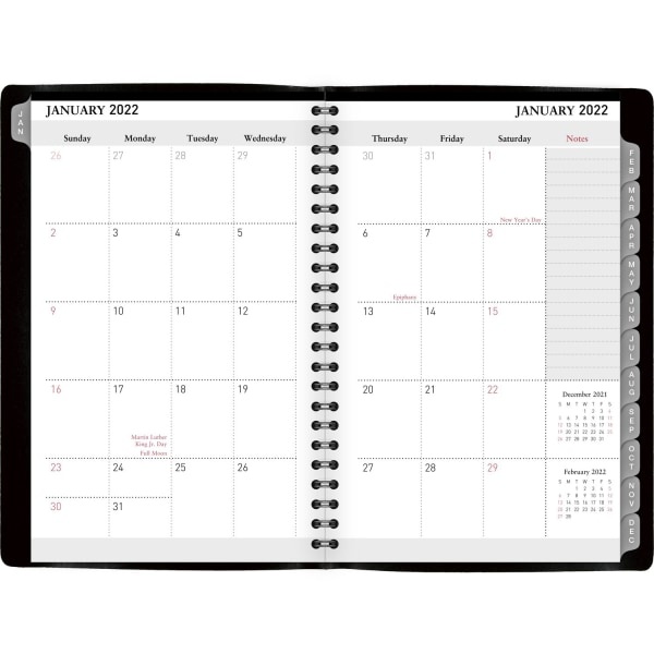 slide 4 of 4, Office Depot Brand Weekly/Monthly Appointment Book, 5'' X 8'', Black, January To December 2022, Od711300, 5 in