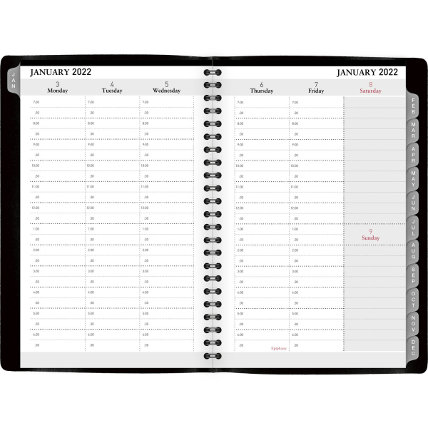 slide 3 of 4, Office Depot Brand Weekly/Monthly Appointment Book, 5'' X 8'', Black, January To December 2022, Od711300, 5 in