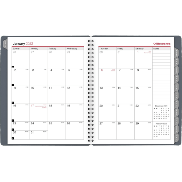 slide 2 of 4, Office Depot Brand Weekly/Monthly Appointment Book, 7'' X 8-3/4'', Silver, January To December 2022, Od710930, 7 in