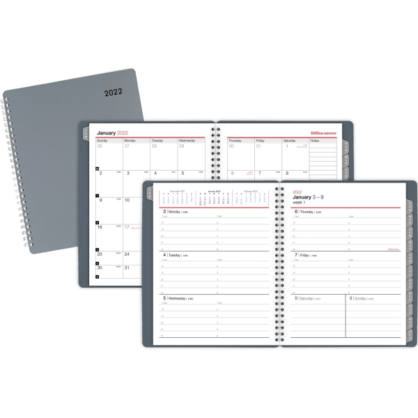 slide 4 of 4, Office Depot Brand Weekly/Monthly Appointment Book, 7'' X 8-3/4'', Silver, January To December 2022, Od710930, 7 in