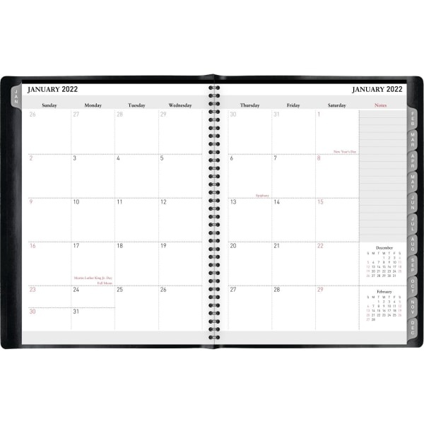 slide 2 of 4, Office Depot Brand Weekly/Monthly Planner, 8-1/2'' X 11'', Black, January To December 2022, Od710800, 1 ct