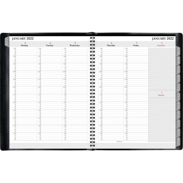 slide 4 of 4, Office Depot Brand Weekly/Monthly Planner, 8-1/2'' X 11'', Black, January To December 2022, Od710800, 1 ct