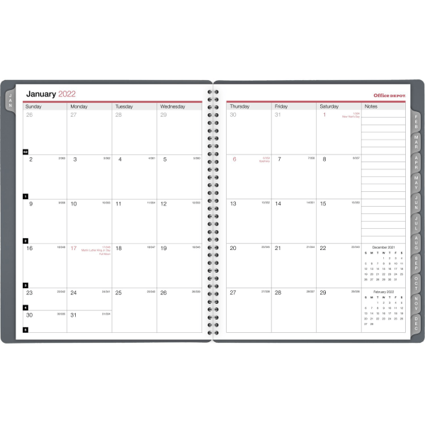 slide 2 of 4, Office Depot Brand Weekly/Monthly Appointment Book, 8-1/2'' X 11'', Silver, January To December 2022, Od710530, 1 ct