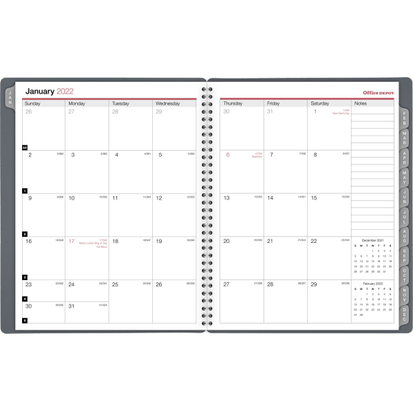 slide 3 of 4, Office Depot Brand Weekly/Monthly Appointment Book, 8-1/2'' X 11'', Silver, January To December 2022, Od710530, 1 ct