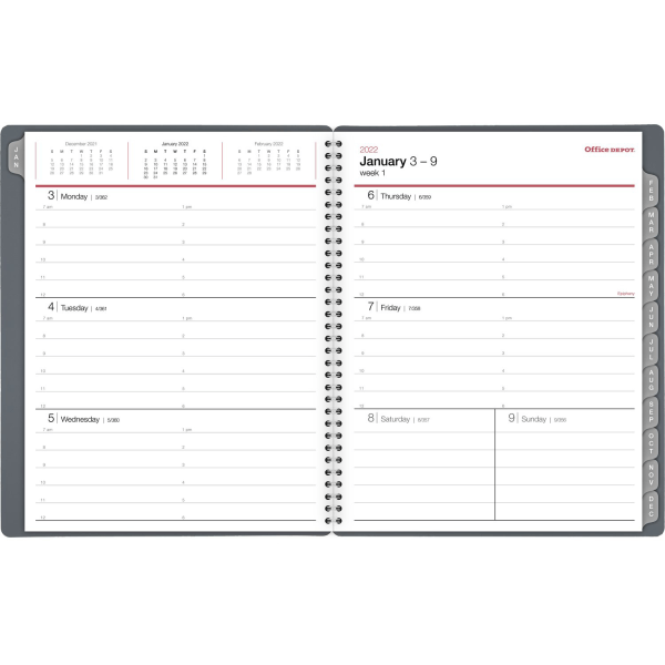 slide 4 of 4, Office Depot Brand Weekly/Monthly Appointment Book, 8-1/2'' X 11'', Silver, January To December 2022, Od710530, 1 ct