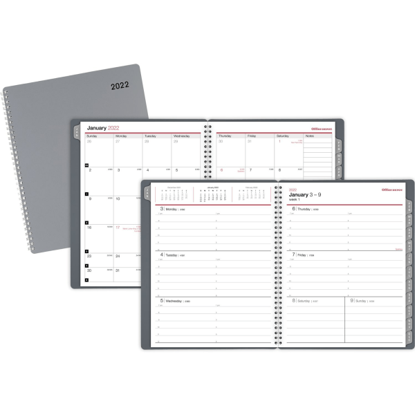 slide 3 of 4, Office Depot Brand Weekly/Monthly Appointment Book, 8-1/2'' X 11'', Silver, January To December 2022, Od710530, 1 ct