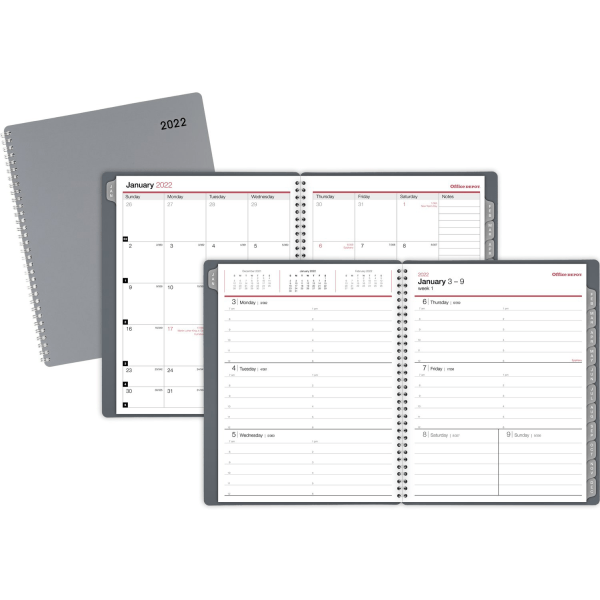 slide 4 of 4, Office Depot Brand Weekly/Monthly Appointment Book, 8-1/2'' X 11'', Silver, January To December 2022, Od710530, 1 ct