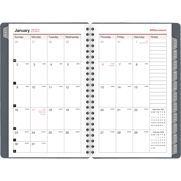 slide 2 of 4, Office Depot Brand Weekly/Monthly Appointment Book, 4'' X 6'', Silver, January To December 2022, Od710430, 4 in