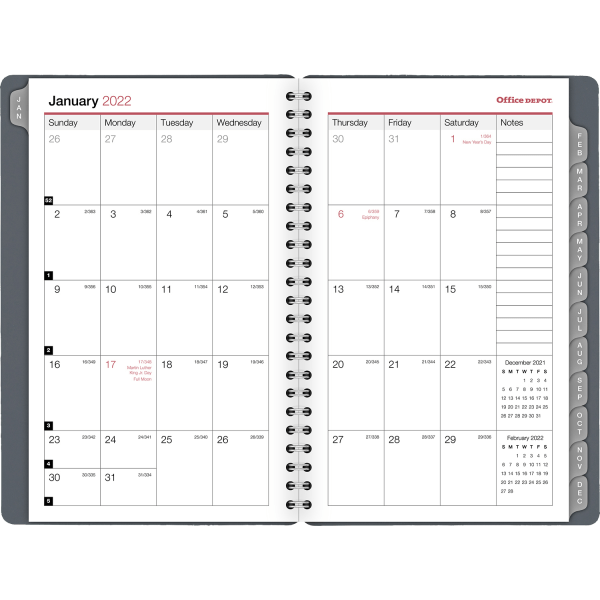 slide 3 of 4, Office Depot Brand Weekly/Monthly Appointment Book, 4'' X 6'', Silver, January To December 2022, Od710430, 4 in