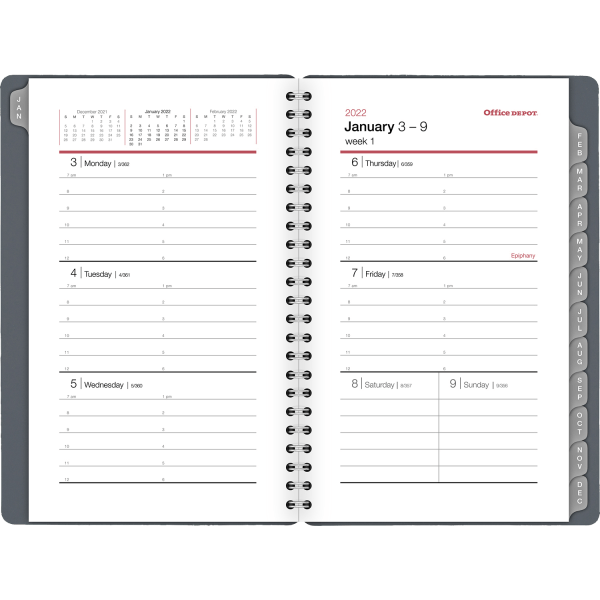 slide 3 of 4, Office Depot Brand Weekly/Monthly Appointment Book, 4'' X 6'', Silver, January To December 2022, Od710430, 4 in
