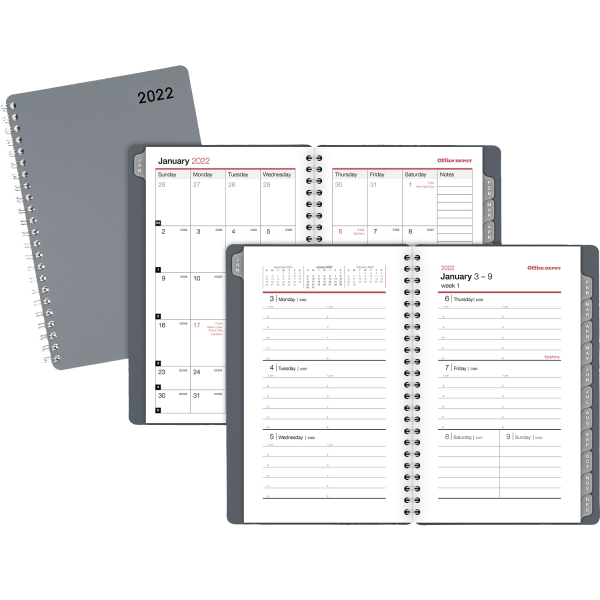 slide 4 of 4, Office Depot Brand Weekly/Monthly Appointment Book, 4'' X 6'', Silver, January To December 2022, Od710430, 4 in