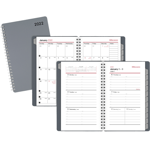 slide 2 of 4, Office Depot Brand Weekly/Monthly Appointment Book, 4'' X 6'', Silver, January To December 2022, Od710430, 4 in