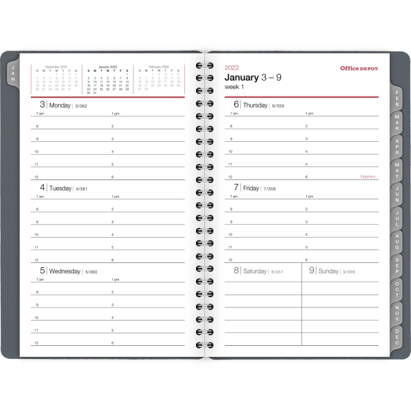 slide 2 of 4, Office Depot Brand Weekly/Monthly Appointment Book, 5'' X 8'', Silver, January To December 2022, Od710330, 5 in