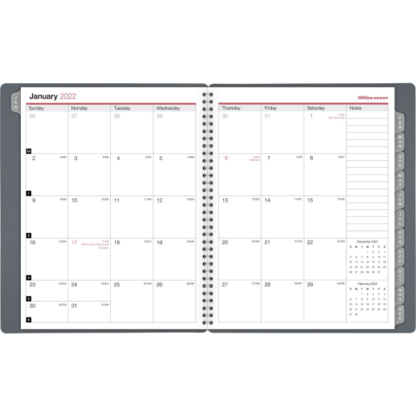 slide 2 of 3, Office Depot Brand Monthly Planner, 8-1/2'' X 11'', Silver, January To December 2022, Od001630, 1 ct