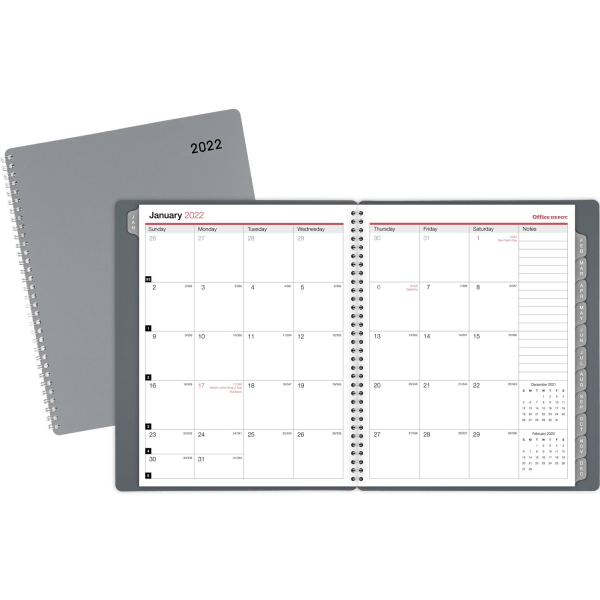 slide 3 of 3, Office Depot Brand Monthly Planner, 8-1/2'' X 11'', Silver, January To December 2022, Od001630, 1 ct