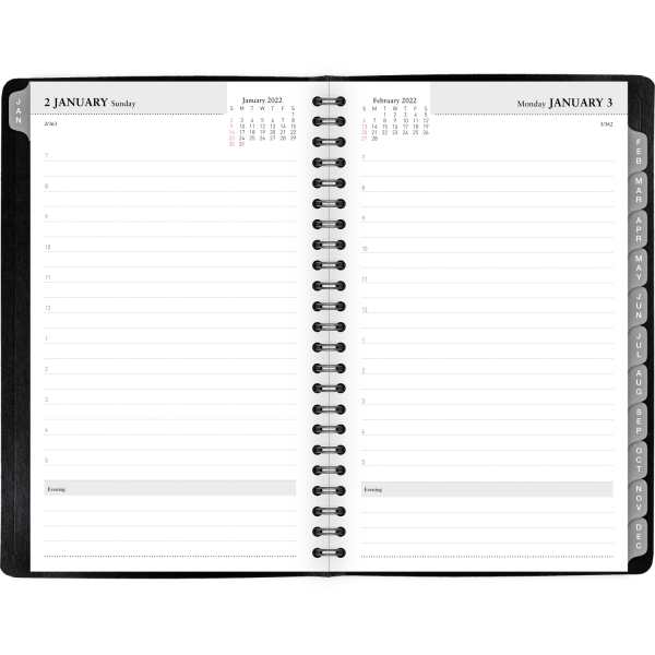 slide 2 of 3, Office Depot Brand Daily Planner, 5'' X 8'', Black, January To December 2022, Od000100, 5 in