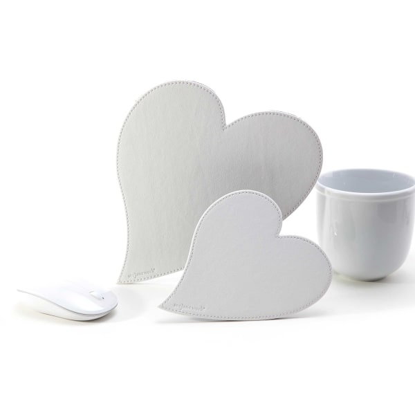 slide 4 of 5, See Jane Work Faux Leather Heart Mouse Pad And Coaster Set, White, 1 ct