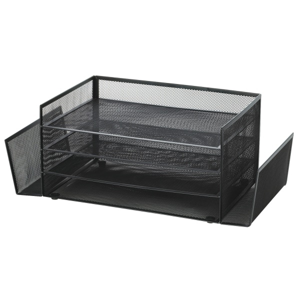 slide 2 of 3, Brenton Studio Black Mesh 4-Shelf 2-Sided Desk Sorter, 1 ct