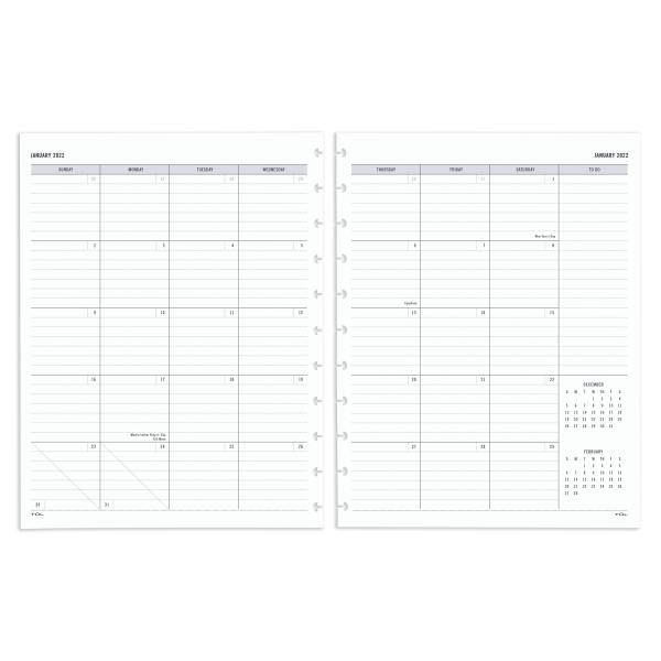 slide 2 of 4, TUL Discbound Monthly Planner Refill With 12 Tab Dividers, Letter Size, 8-1/2" X 11", Gray, January To December 2022, TULmthdvr-Lt, 1 ct