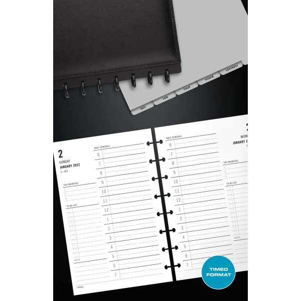 slide 2 of 2, TUL Discbound Daily Refill Pages, Junior Size, 5-1/2" X 8-1/2", January To December 2022, TULjrflr-1Pg, 1 ct