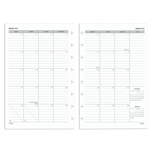 slide 2 of 4, TUL Discbound Monthly Planner Refill With 12 Tab Dividers, Junior Size, 5-1/2" X 8-1/2", Gray, January To December 2022, TULmthdvr-Jr, 1 ct