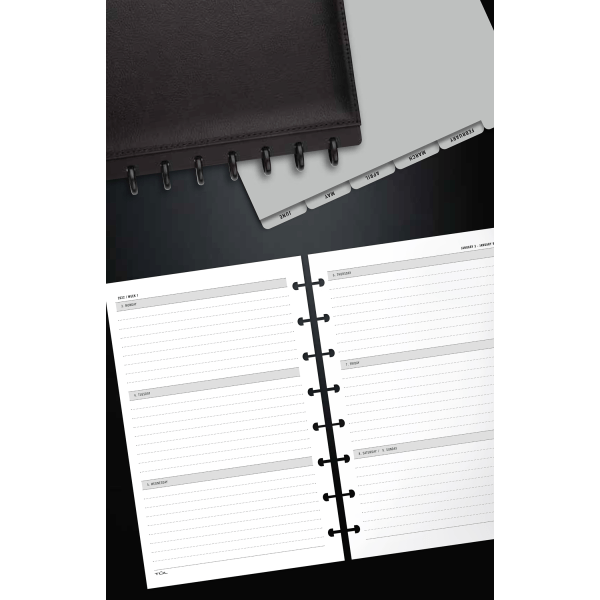 slide 2 of 2, TUL Discbound Weekly/Monthly Refill Pages, Junior Size, 5-1/2" X 8-1/2", January To December 2022, TULjrfilr-Wm, 1 ct