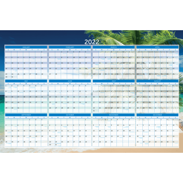 slide 2 of 2, Office Depot Brand Reversible Erasable Wall Calendar, 36'' X 24'', Paradise, January To December 2022, 1 ct