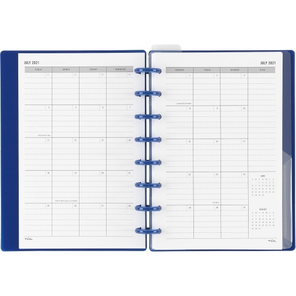 slide 3 of 5, TUL Discbound Weekly/Monthly Student Planner, Junior Size, Blue, July 2021 To June 2022, 1 ct