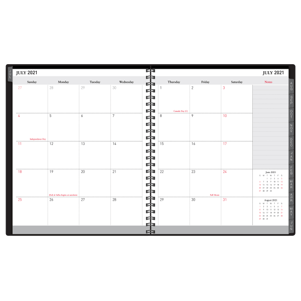 slide 2 of 4, Office Depot Brand 18-Month Academic Planner, 9'' X 11'', 30% Recycled, Black, July 2021 To December 2022, Odus2033-014, 1 ct