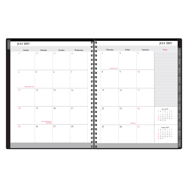 slide 3 of 4, Office Depot Brand Weekly/Monthly Academic Planner, Vertical Format, 6-5/8'' X 8-3/4'', 30% Recycled, Black, July 2021 To August 2022, Odus2033-015, 1 ct