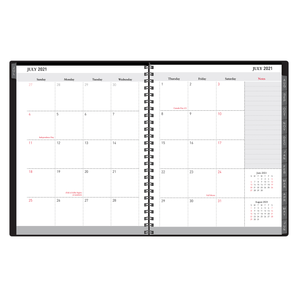 slide 2 of 4, Office Depot Brand Weekly/Monthly Academic Planner, Vertical Format, 6-5/8'' X 8-3/4'', 30% Recycled, Black, July 2021 To August 2022, Odus2033-015, 1 ct